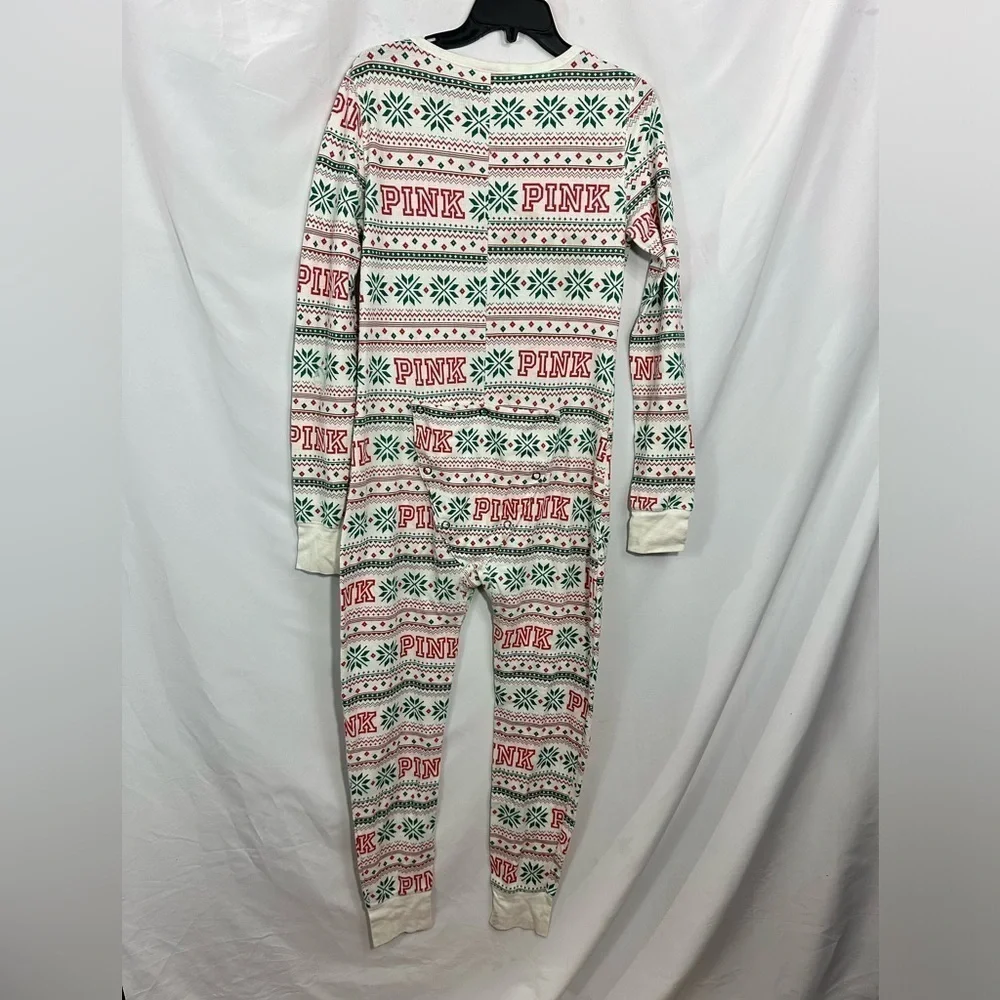 Pink Victoria's Secret Christmas onesie pajamas size L